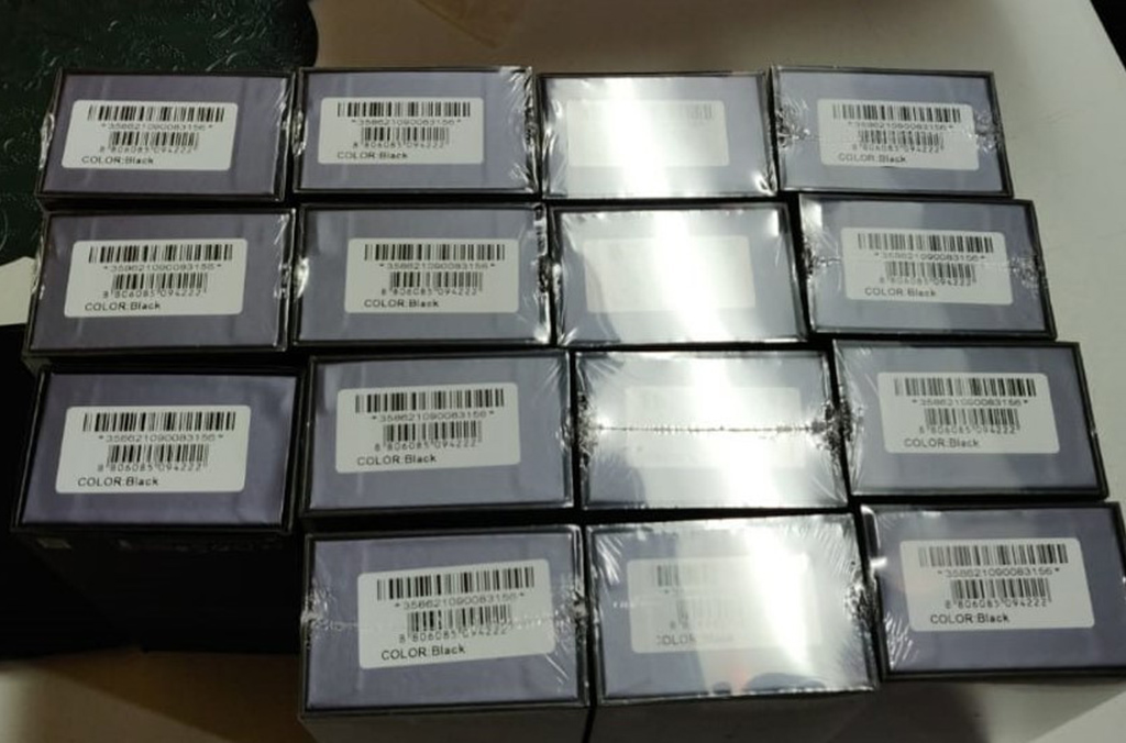 Counterfeit mobile phones siezed by Customs authorities in Jamaica.