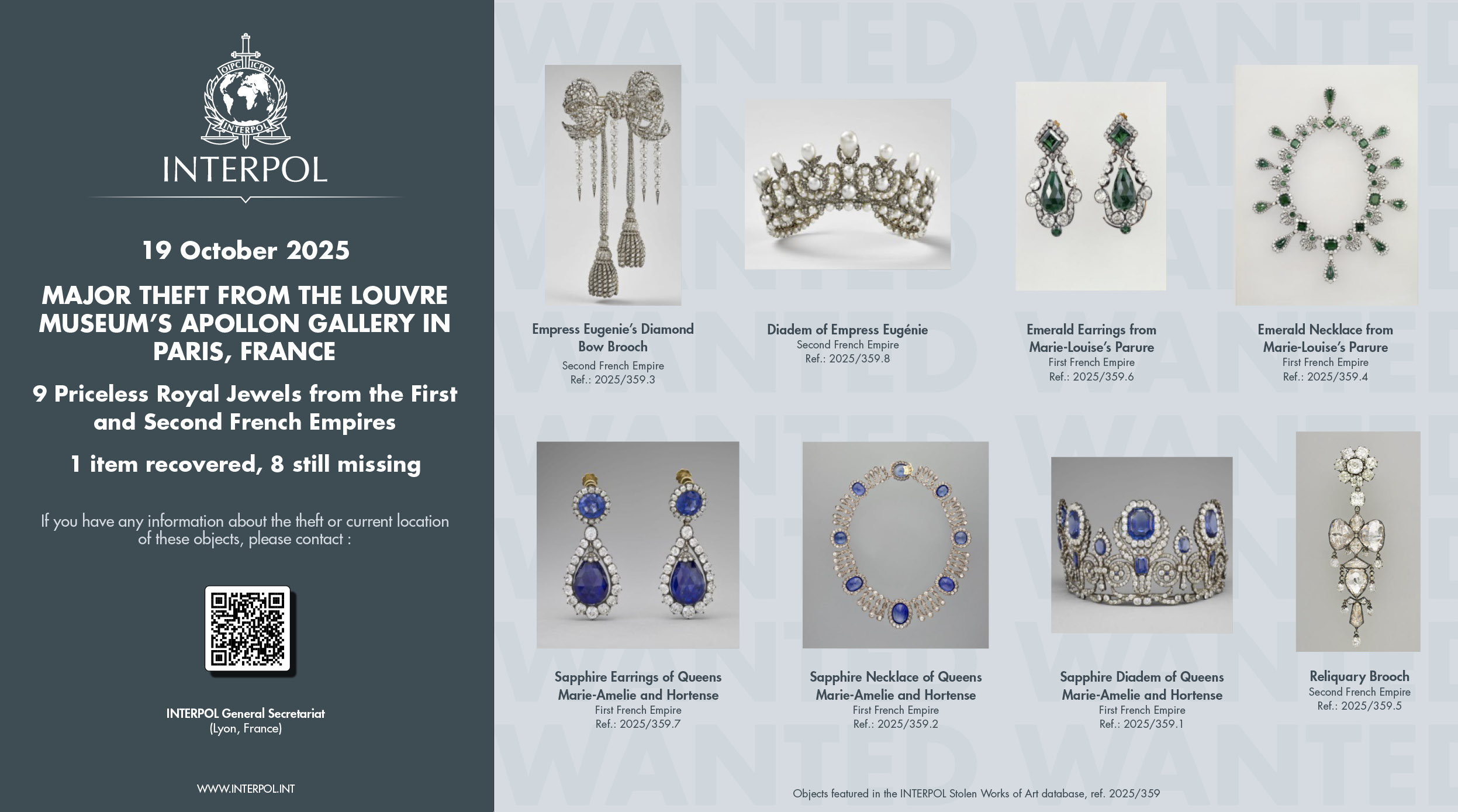 Louvre Museum Theft Stolen Jewels Added To INTERPOL s Stolen Works Of 