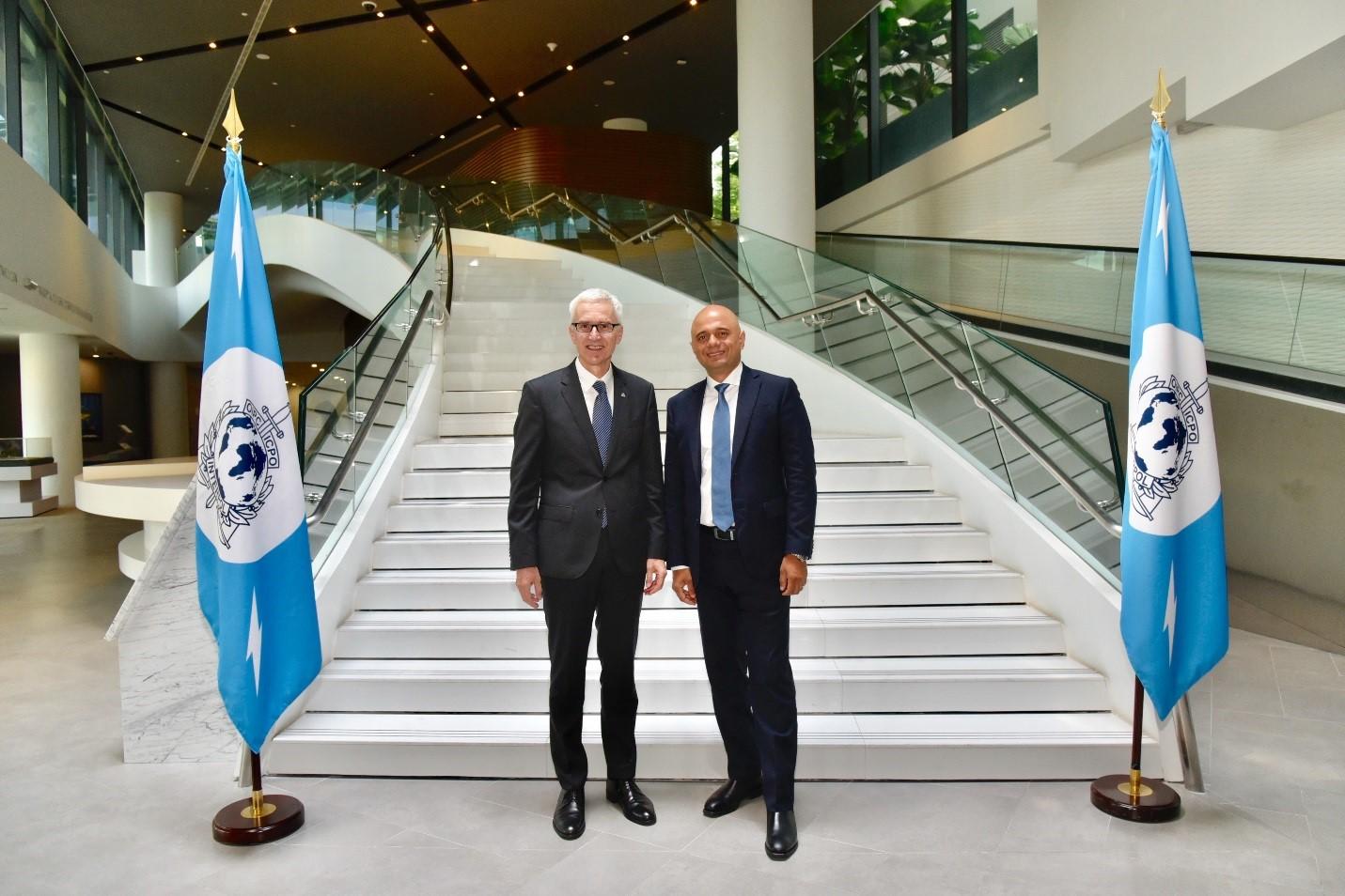UK Home Secretary Sajid Javid visited the INTERPOL Global Complex for Innovation in Singapore to enhance collaboration against crime.