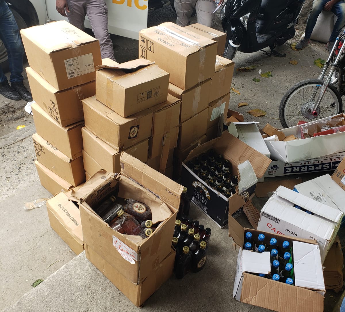 Contraband alcohol seized coming into the Dominican Republic from Haiti.