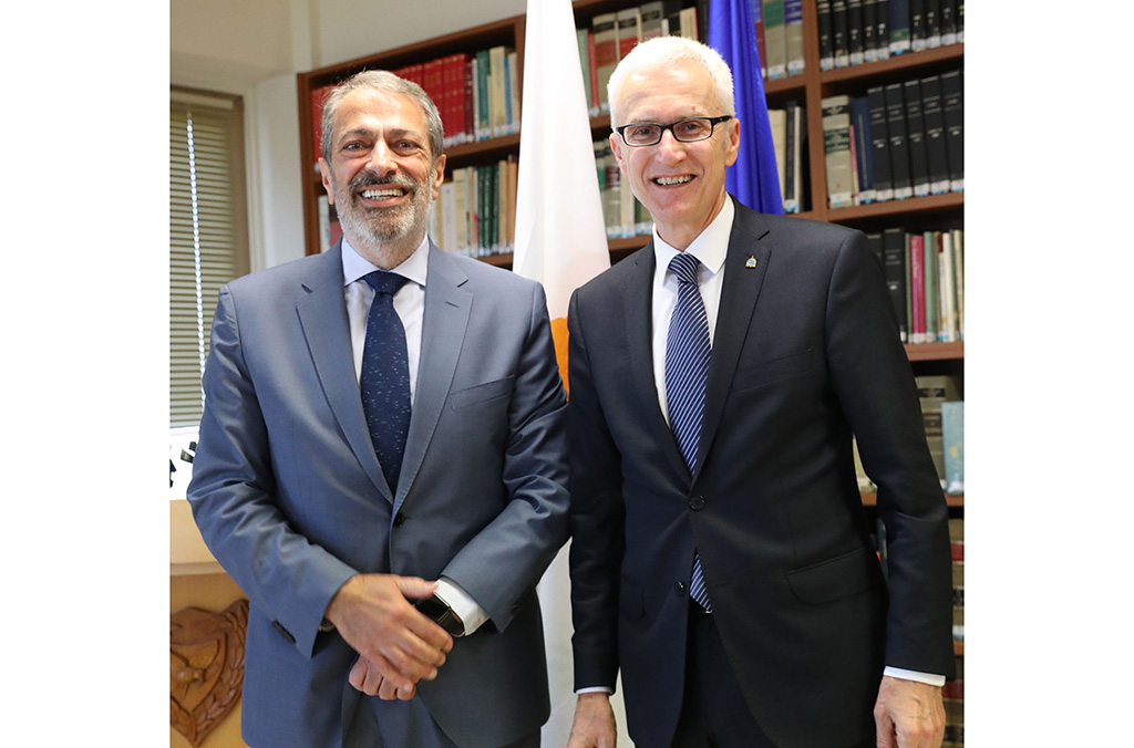 INTERPOL Secretary General Jürgen Stock and Cyprus Minister of Justice and Public Order, George Savvides